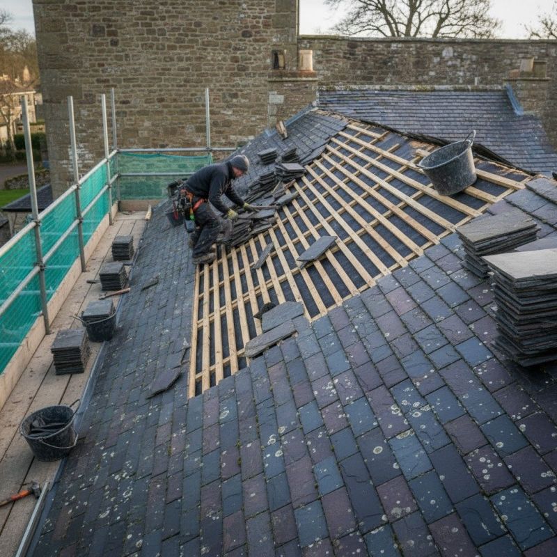 Natural Slate Roof Installation