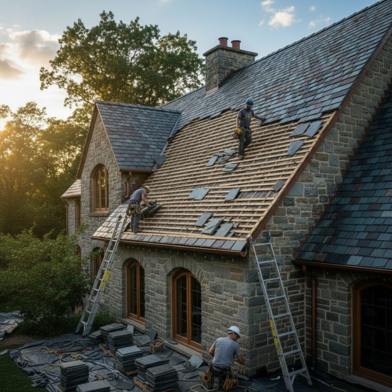 Natural Slate Roof Installation